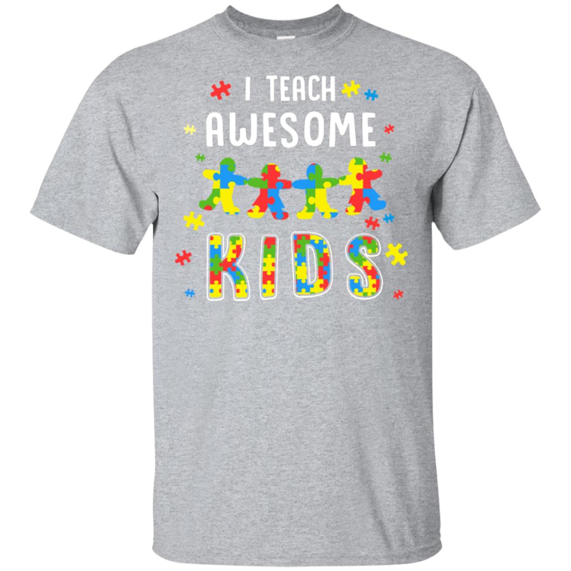 I Teach Awesome Kids Autism Awareness Puzzle Teacher T-Shirt & Hoodie | Teecentury.com
