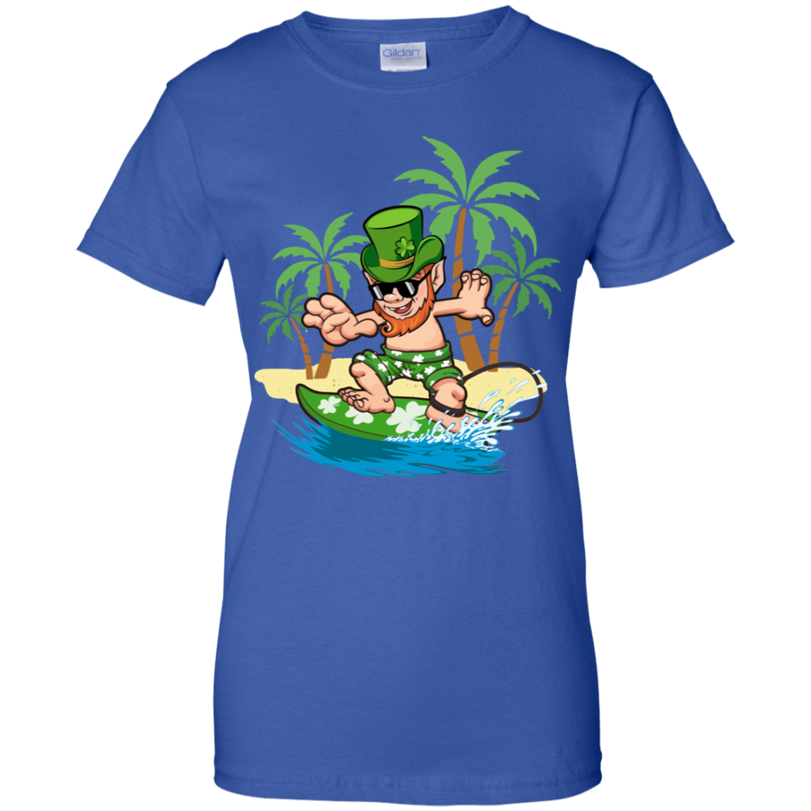 St Patricks Day Hawaiian Leprechaun Surfing T-Shirt & Hoodie | Teecentury.com