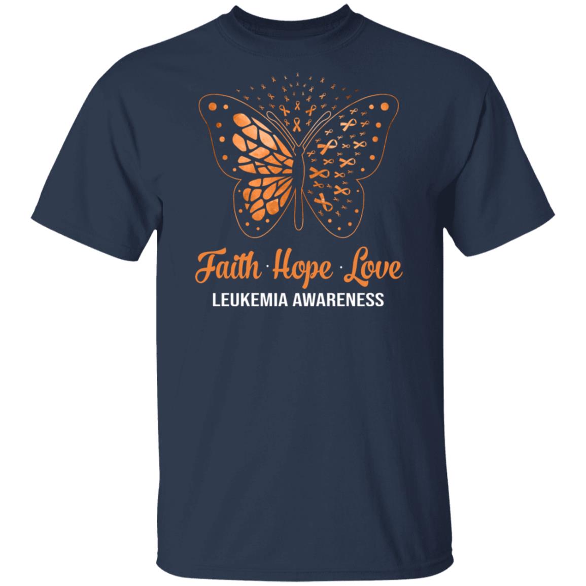 Faith Hope Love Orange Butterfly Leukemia Awareness T-Shirt & Hoodie | Teecentury.com