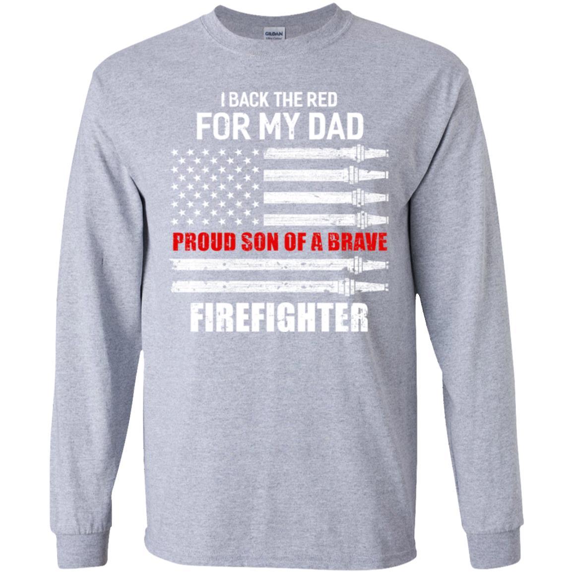 I Back The Red For My Dad Proud Son Firefighter Youth Youth Shirt | Teecentury.com