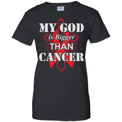 My God Is Bigger Than Cancer Red Awareness Ribbon T-Shirt & Hoodie | Teecentury.com