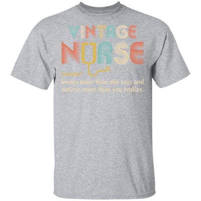Vintage Nurse Noun Knows More Than She Says T-Shirt & Hoodie | Teecentury.com