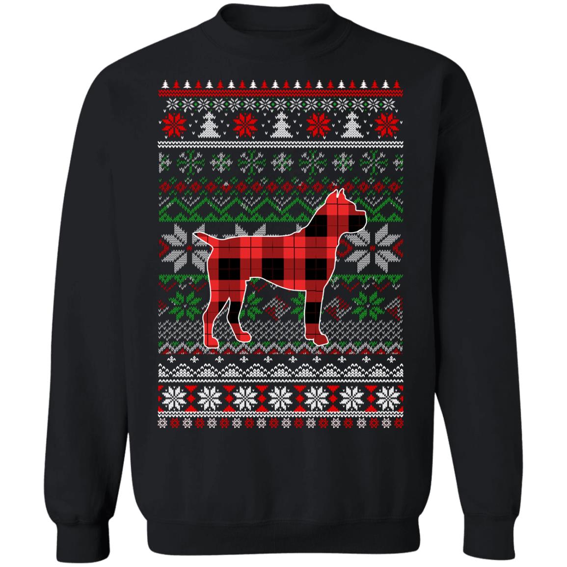 Boxer Red Plaid Ugly Christmas Sweater Funny Gifts T-Shirt & Sweatshirt | Teecentury.com