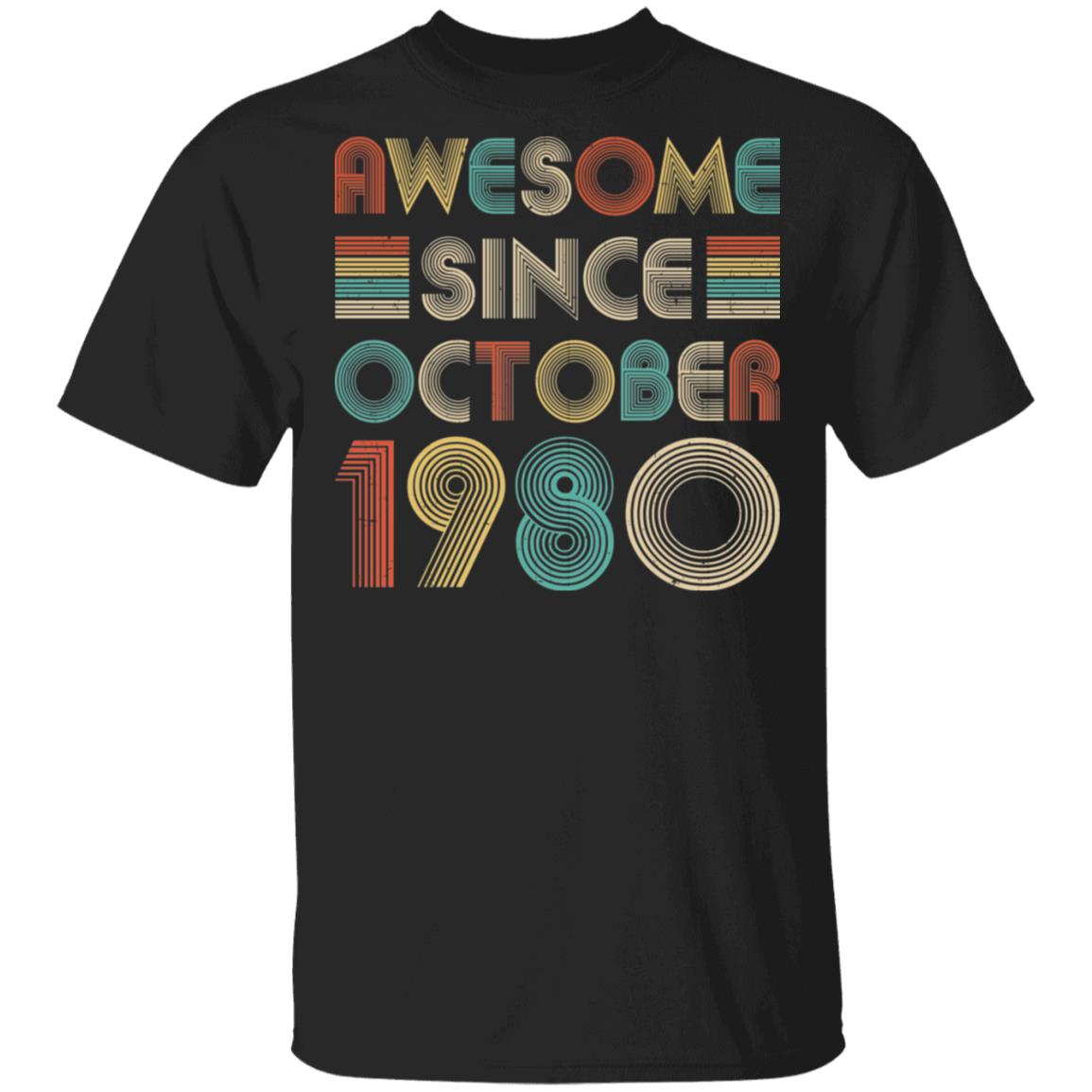 Awesome Since October 1980 Vintage 42th Birthday Gifts T-Shirt & Hoodie | Teecentury.com