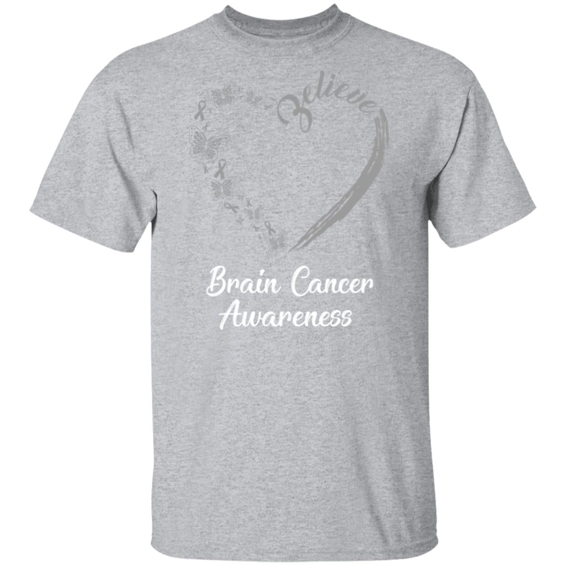 Butterfly Believe Brain Cancer Awareness Ribbon Gifts T-Shirt & Hoodie | Teecentury.com