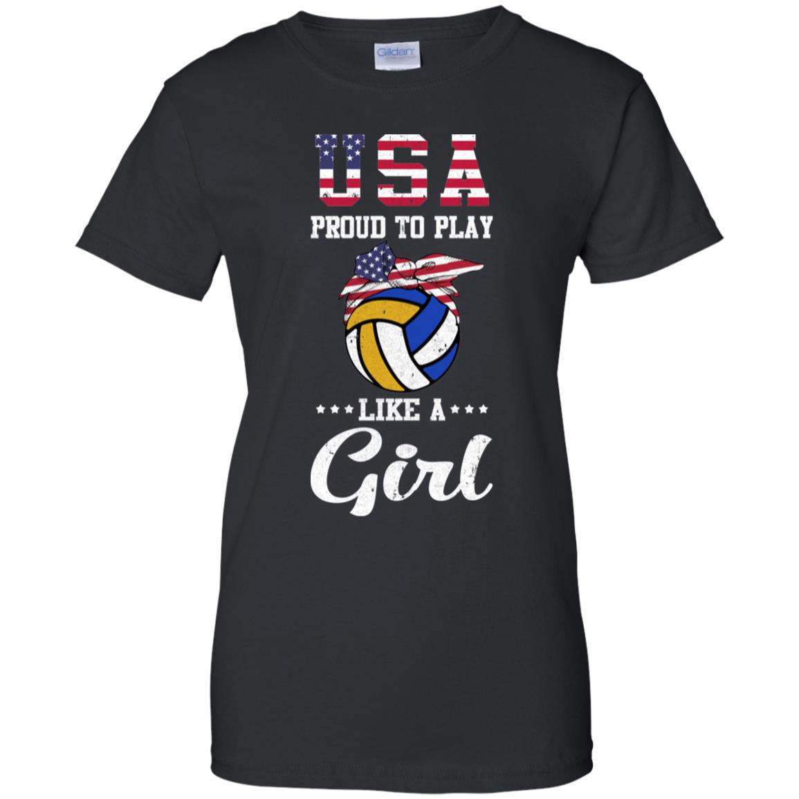 Usa Proud To Play Like A Girl Volleyball T-Shirt & Tank Top | Teecentury.com