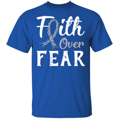 Brain Cancer Diabetes Awareness Gray Ribbon Faith Over Fear T-Shirt & Hoodie | Teecentury.com