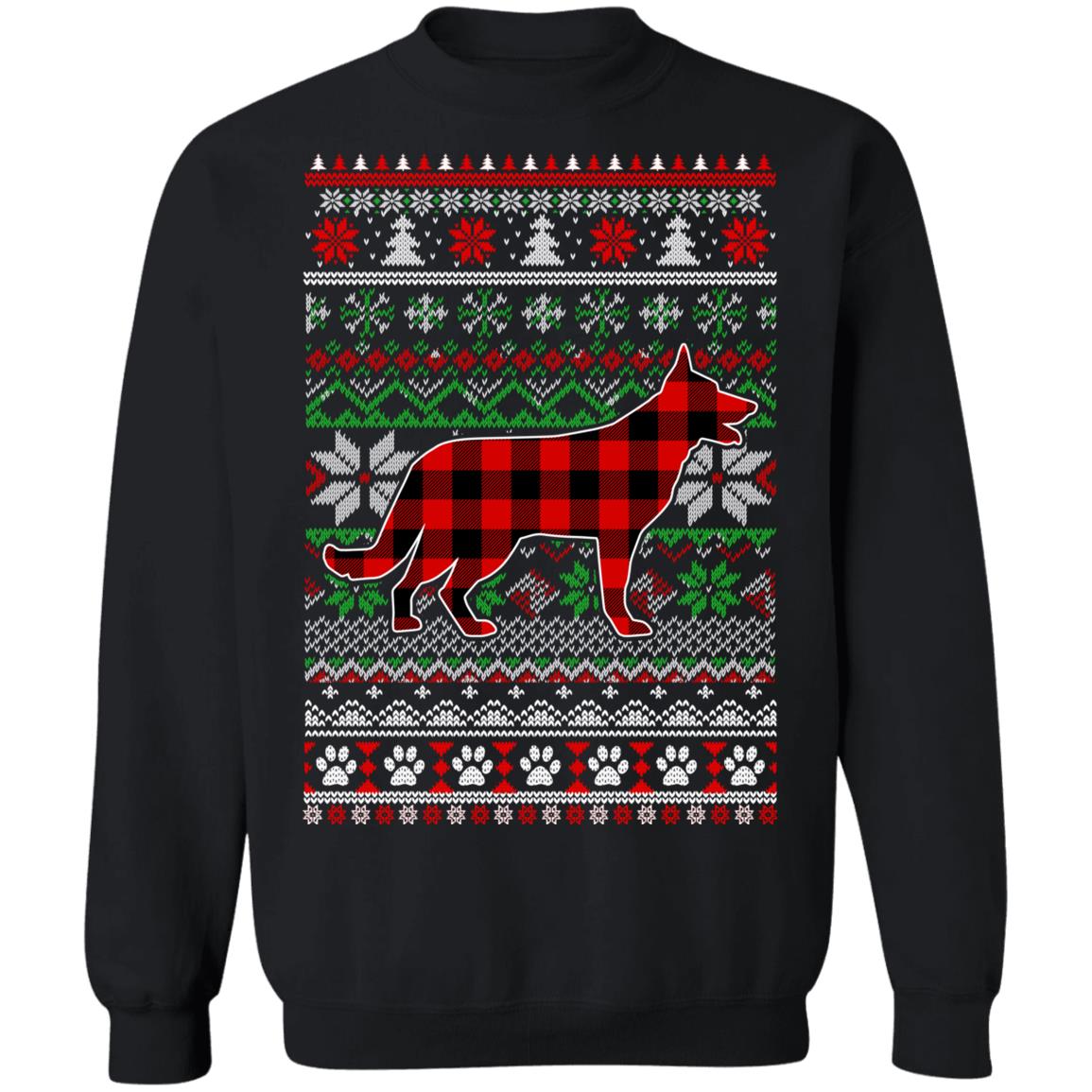 German Shepherd Red Plaid Ugly Christmas Sweater Gifts T-Shirt & Sweatshirt | Teecentury.com