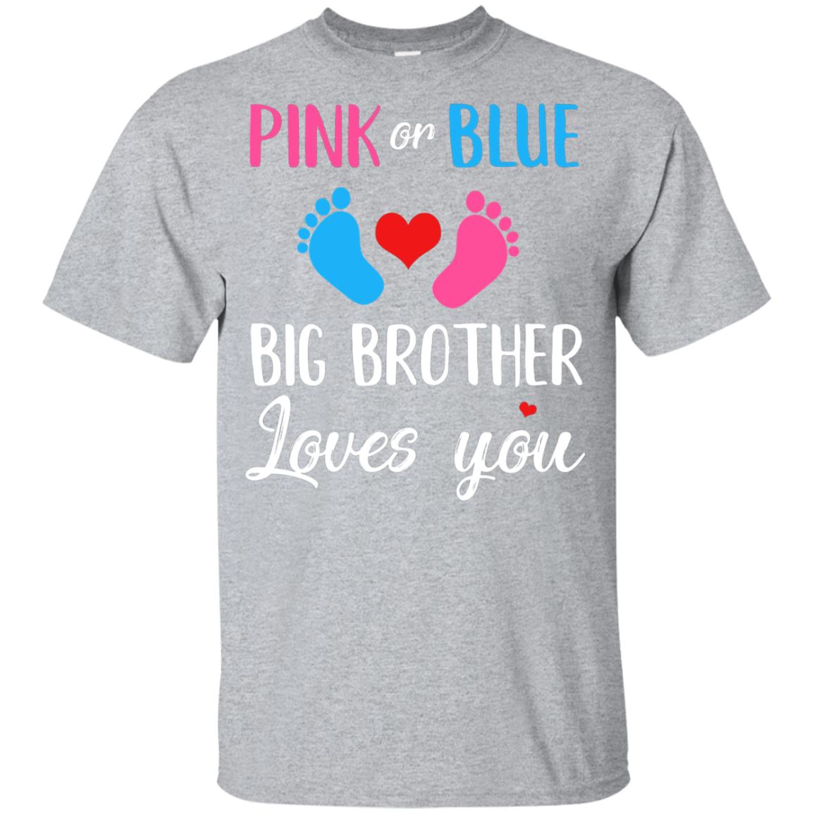 Pink Or Blue Big Brother Loves You Funny Gender Reveal Party Gift Youth Youth Shirt | Teecentury.com