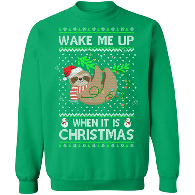 Wake Me Up When It's Christmas Sloth Ugly Christmas Sweater T-Shirt & Sweatshirt | Teecentury.com