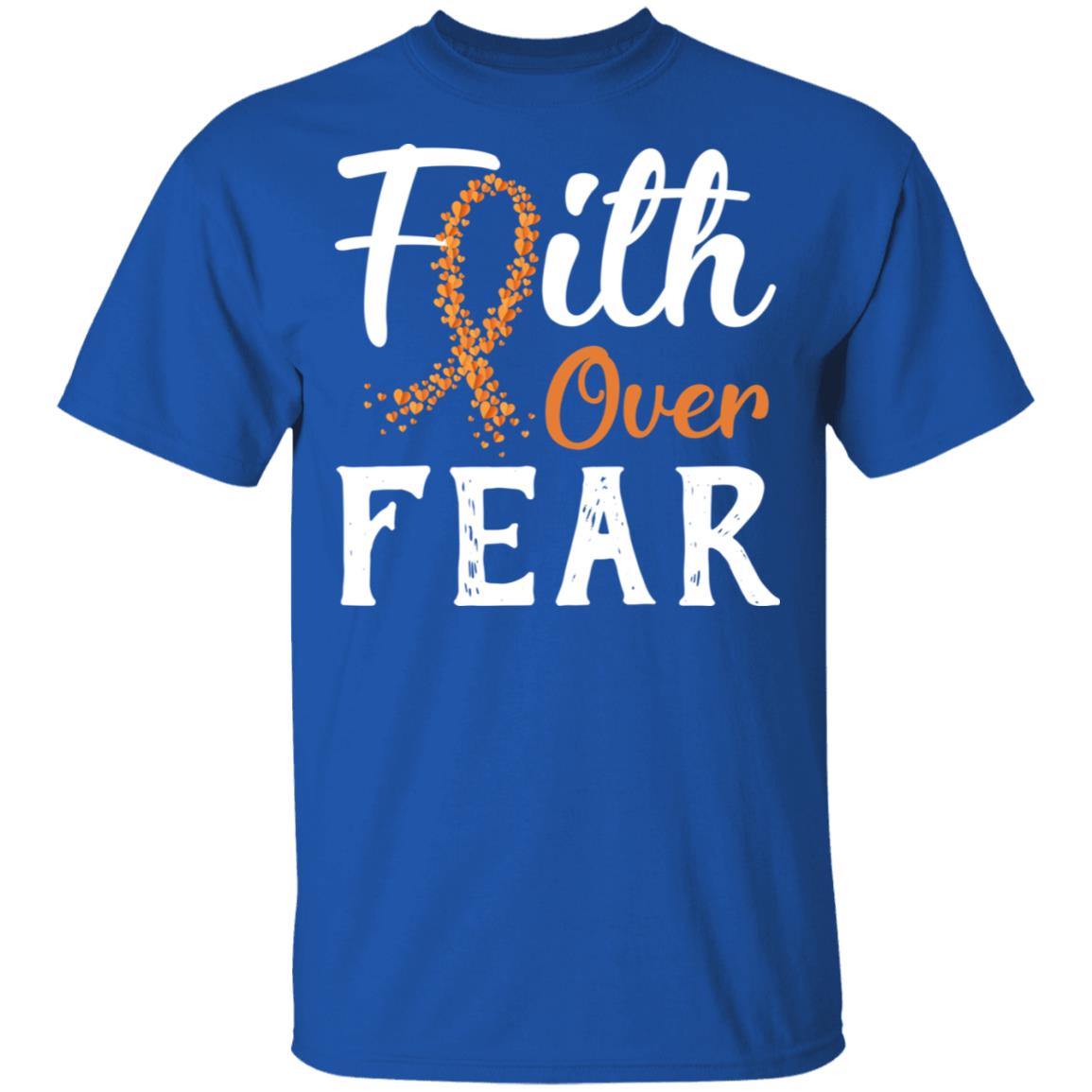 MS Leukemia Awareness Orange Ribbon Faith Over Fear T-Shirt & Hoodie | Teecentury.com