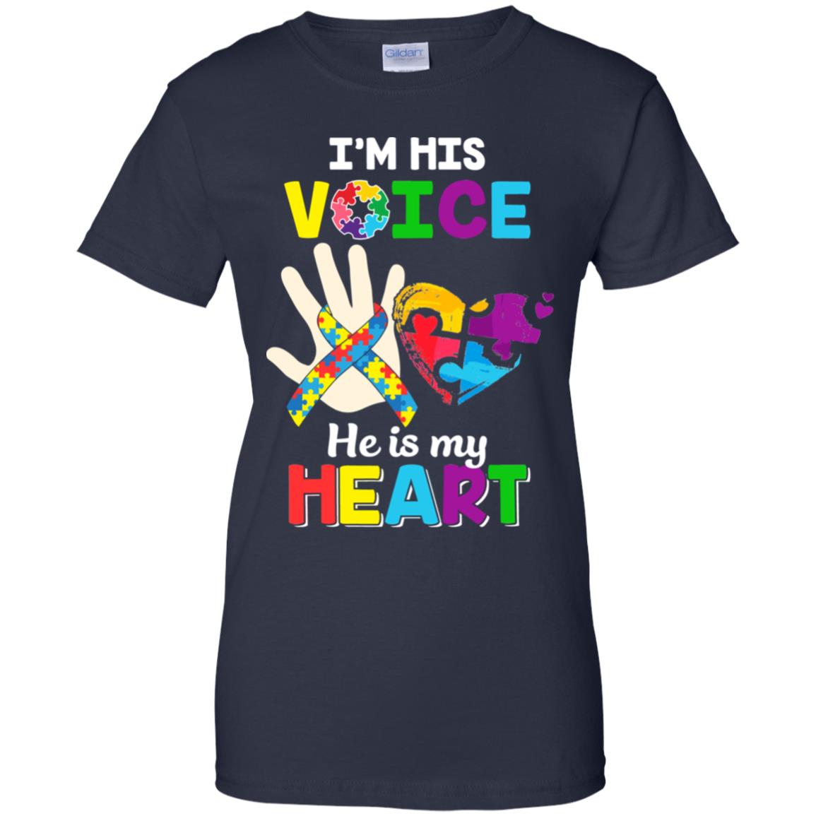 I'm His Voice He Is My Heart Dad Mom Autism Awareness T-Shirt & Hoodie | Teecentury.com