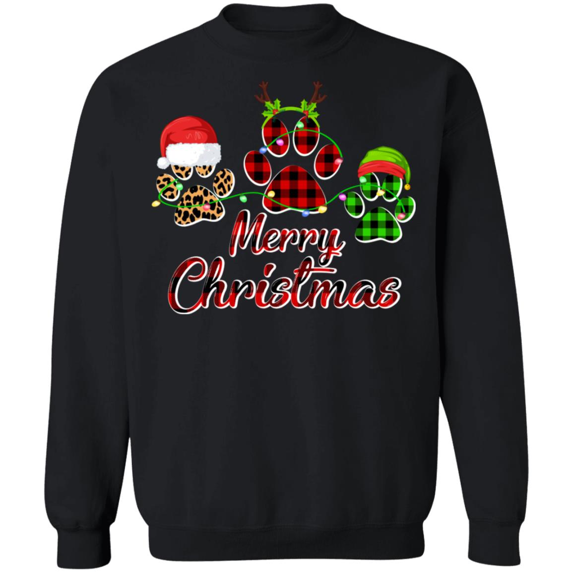 Paw Dogs Merry Christmas Dog Lovers Red Buffalo T-Shirt & Sweatshirt | Teecentury.com