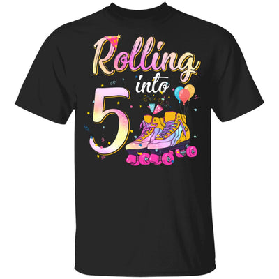 5 Years Old Birthday Girls Roller Skates 80's 5th Birthday Youth Youth Shirt | Teecentury.com
