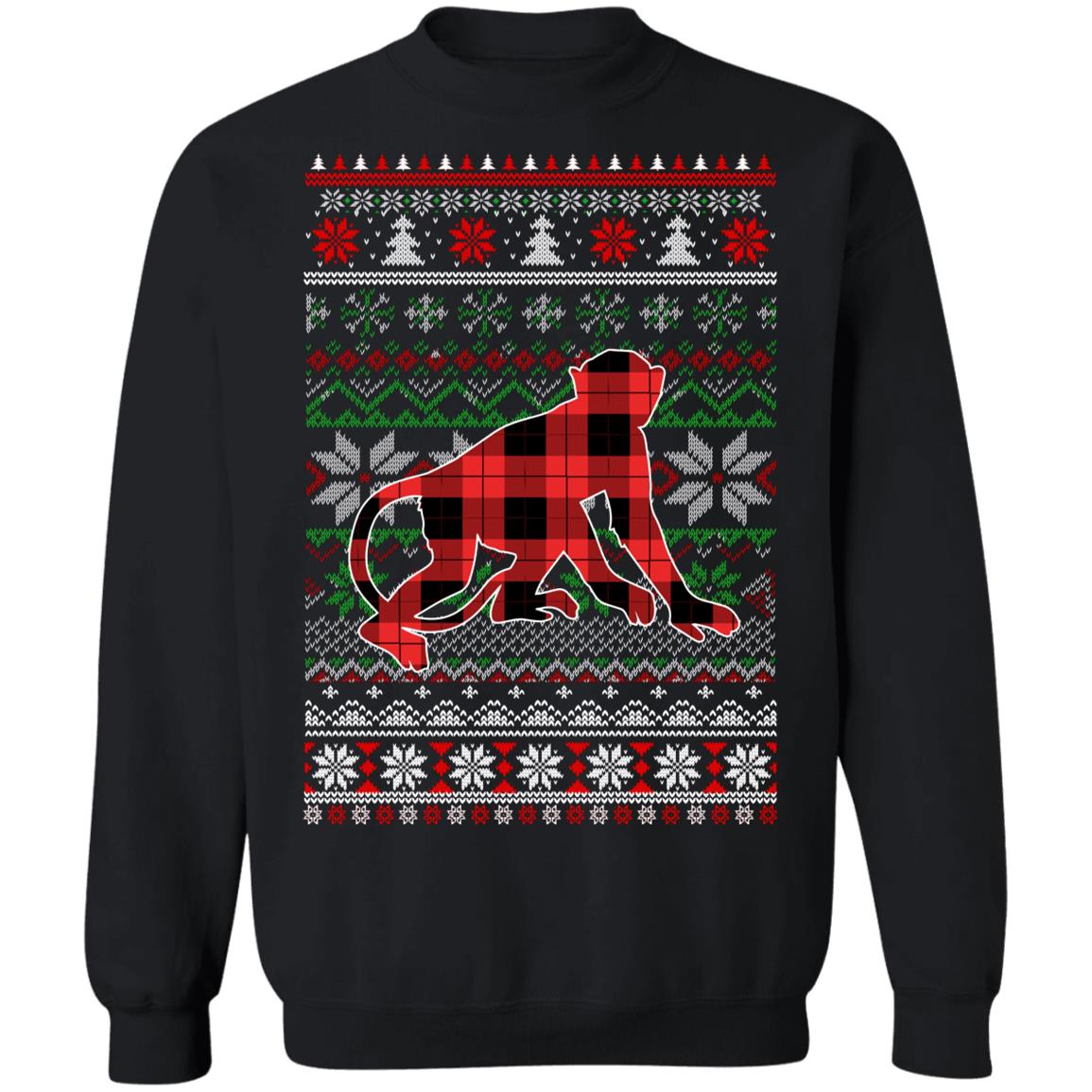 Monkey Red Plaid Ugly Christmas Sweater Funny Gifts T-Shirt & Sweatshirt | Teecentury.com