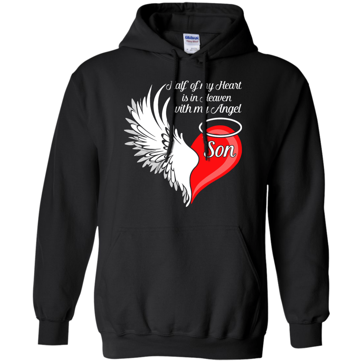 Son Half My Heart Is In Heaven With My Angel T-Shirt & Hoodie | Teecentury.com