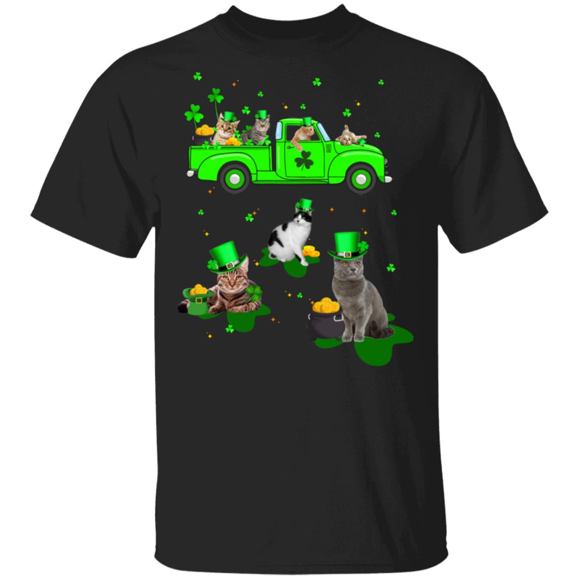 Leprechaun Driving Green Truck Cat St Patricks Day Gift T-Shirt & Hoodie | Teecentury.com