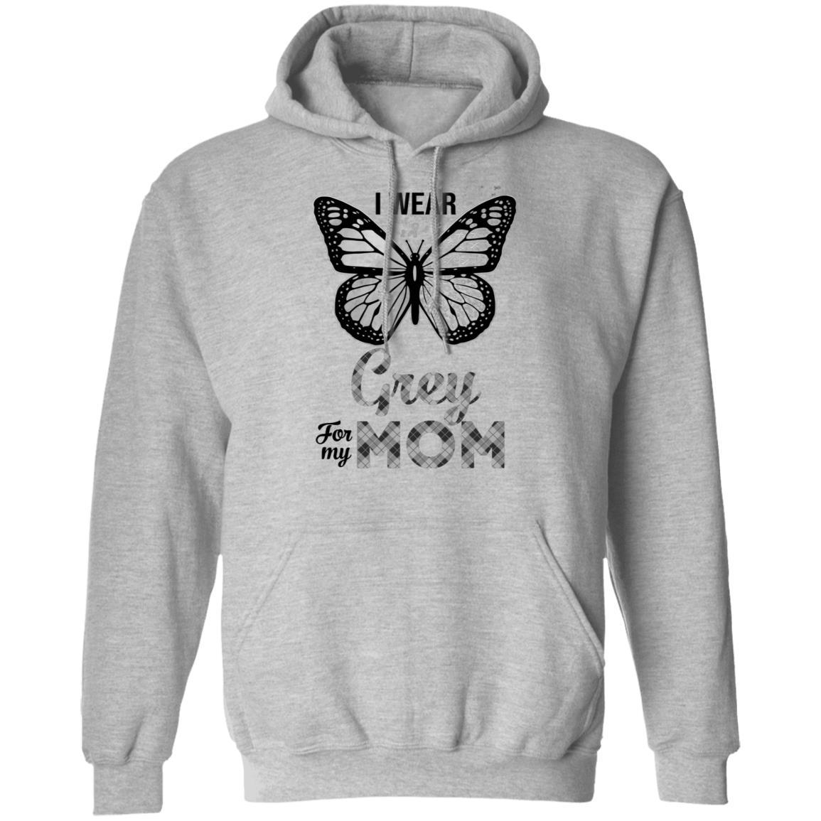 I Wear Grey For My Mom Butterfly Brain Cancer Awareness T-Shirt & Hoodie | Teecentury.com