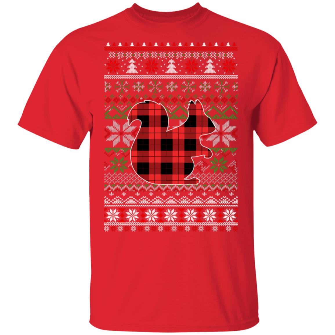 Squirrel Red Plaid Ugly Christmas Sweater Funny Gifts T-Shirt & Sweatshirt | Teecentury.com