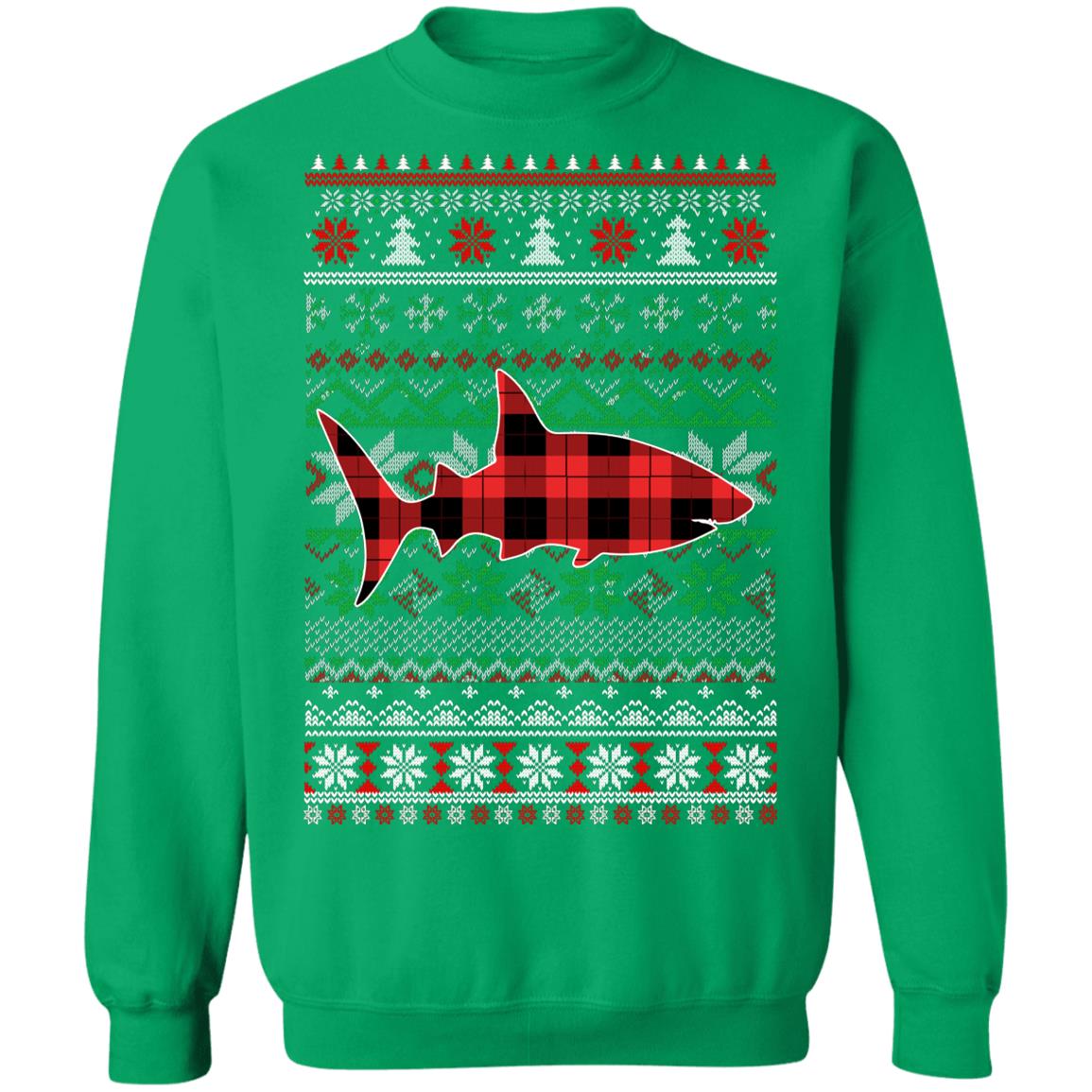 Shark Red Plaid Ugly Christmas Sweater Funny Gifts T-Shirt & Sweatshirt | Teecentury.com
