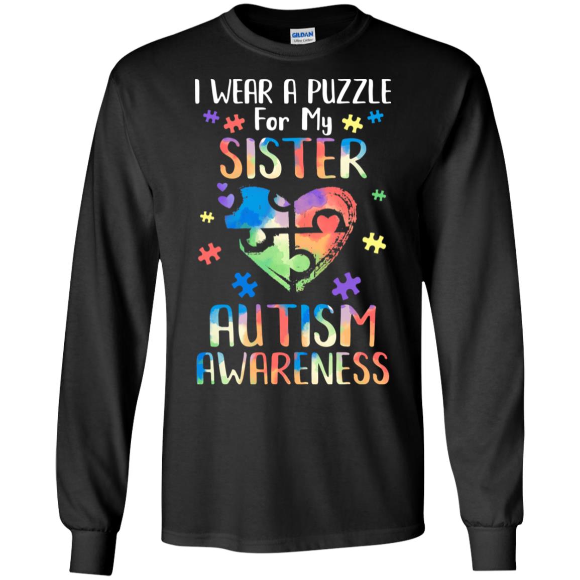 I Wear A Puzzle For My Sister Autism Awareness T-Shirt & Hoodie | Teecentury.com