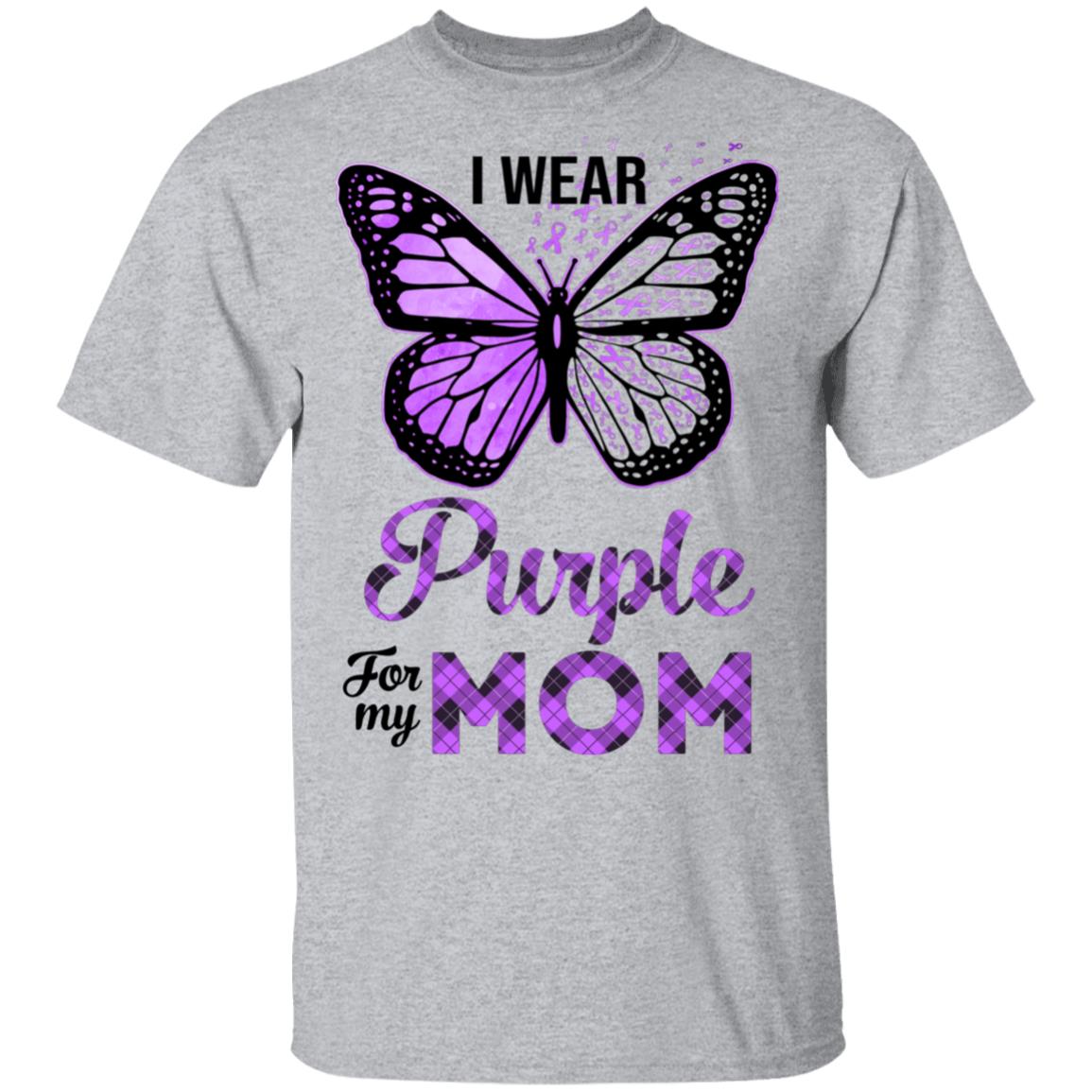 I Wear Purple For My Mom Butterfly Alzheimer's Awareness T-Shirt & Hoodie | Teecentury.com