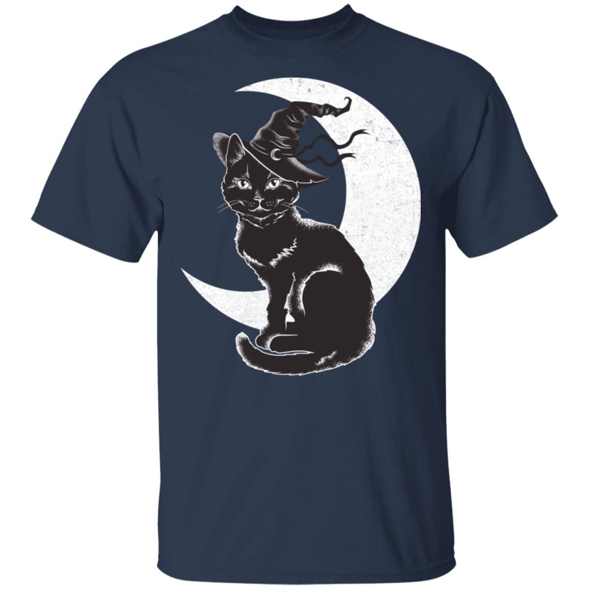 Vintage Scary Halloween Black Cat Costume Witch Hat Moon T-Shirt & Hoodie | Teecentury.com