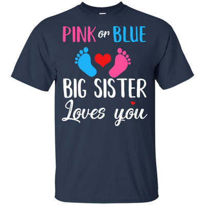 Pink Or Blue Big Sister Loves You Funny Gender Reveal Party Gift Youth Youth Shirt | Teecentury.com