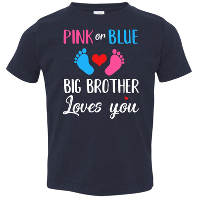 Pink Or Blue Big Brother Loves You Funny Gender Reveal Party Gift Youth Youth Shirt | Teecentury.com