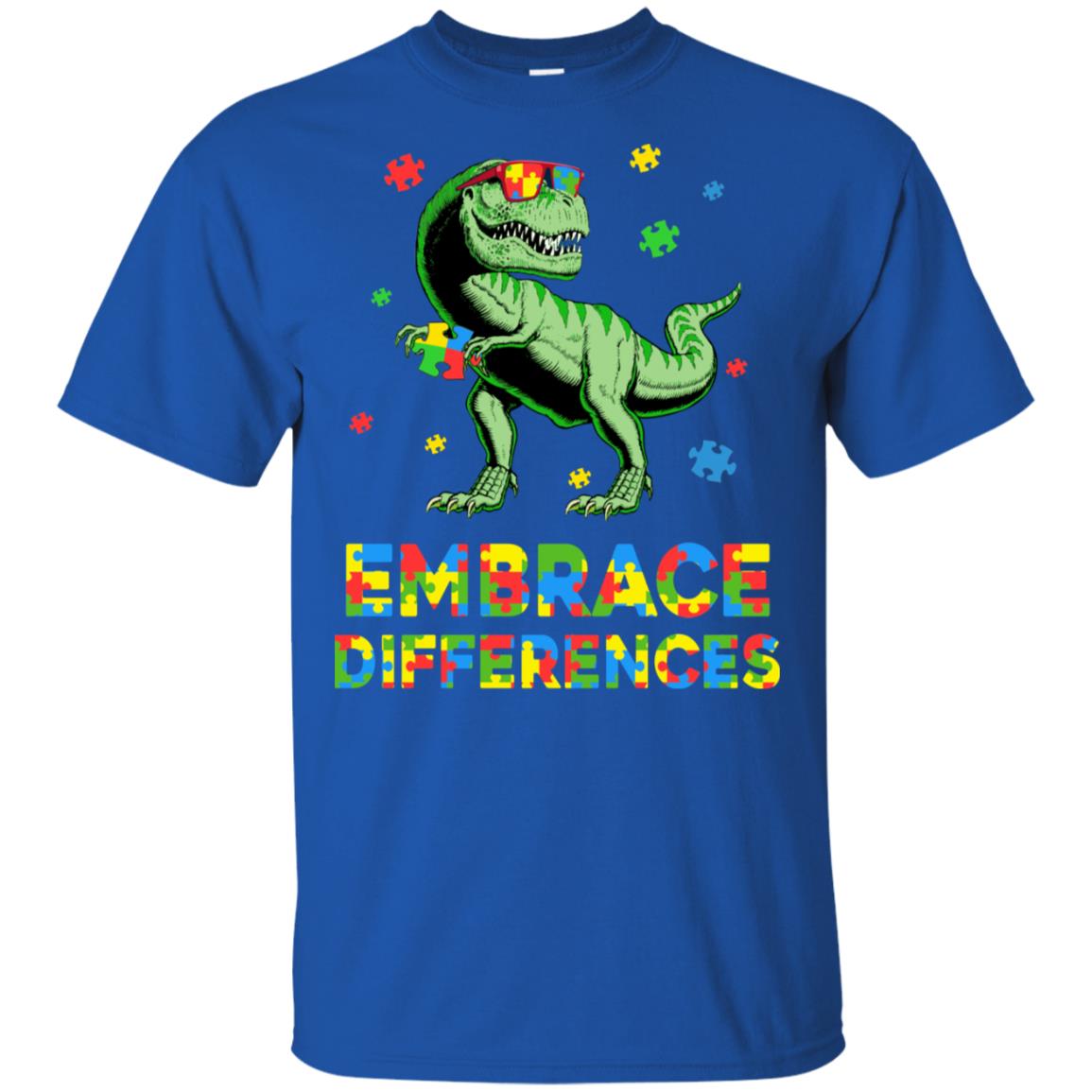 Dinosaur Puzzle Autism Awareness Embrace Differences T-Shirt & Hoodie | Teecentury.com