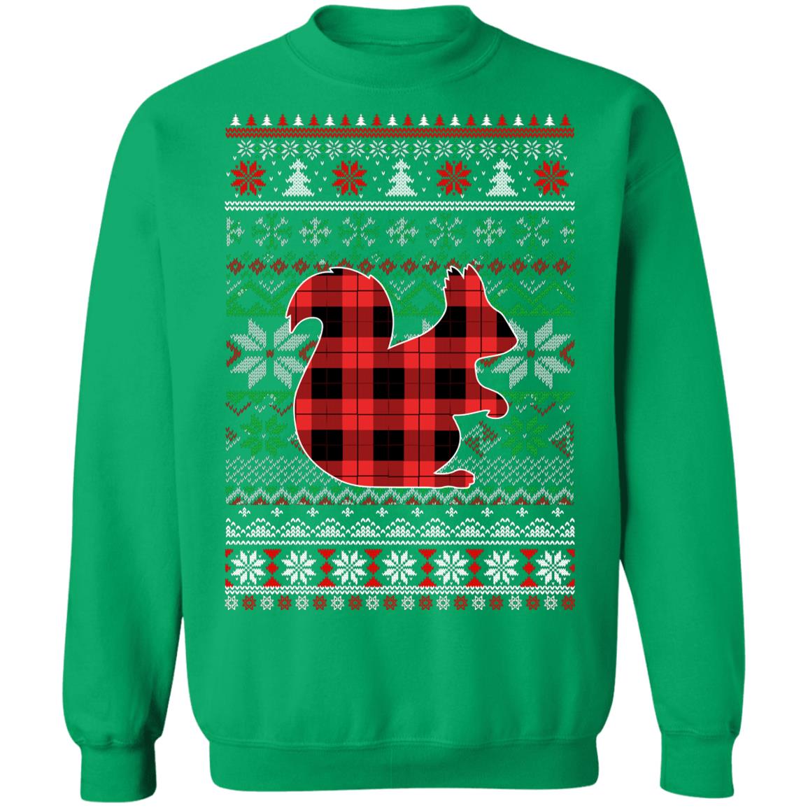 Squirrel Red Plaid Ugly Christmas Sweater Funny Gifts T-Shirt & Sweatshirt | Teecentury.com