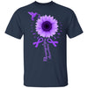 Hummingbird Sunflower Purple Ribbon Fibromyalgia Awareness T-Shirt & Hoodie | Teecentury.com