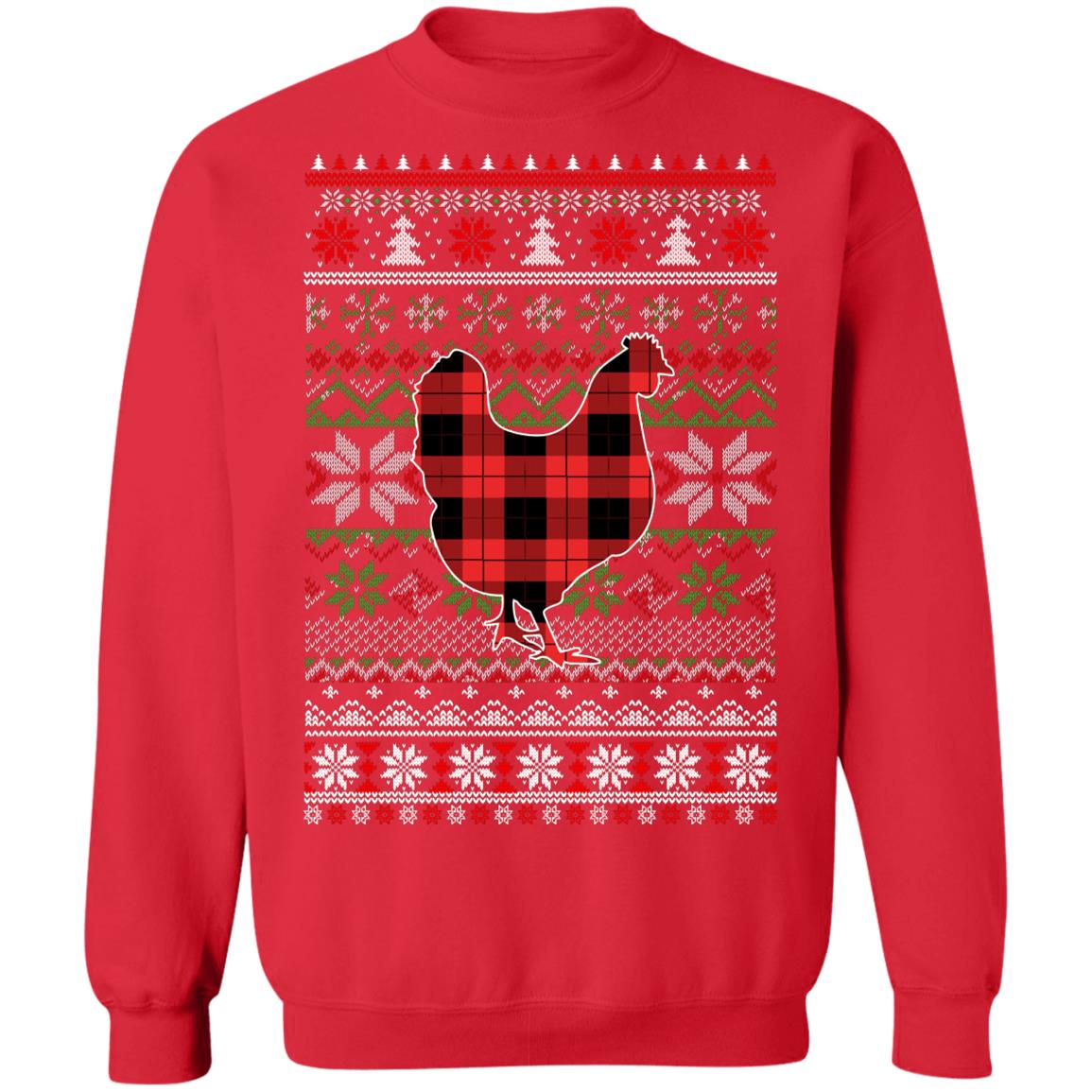 Chicken Red Plaid Ugly Christmas Sweater Funny Gifts T-Shirt & Sweatshirt | Teecentury.com