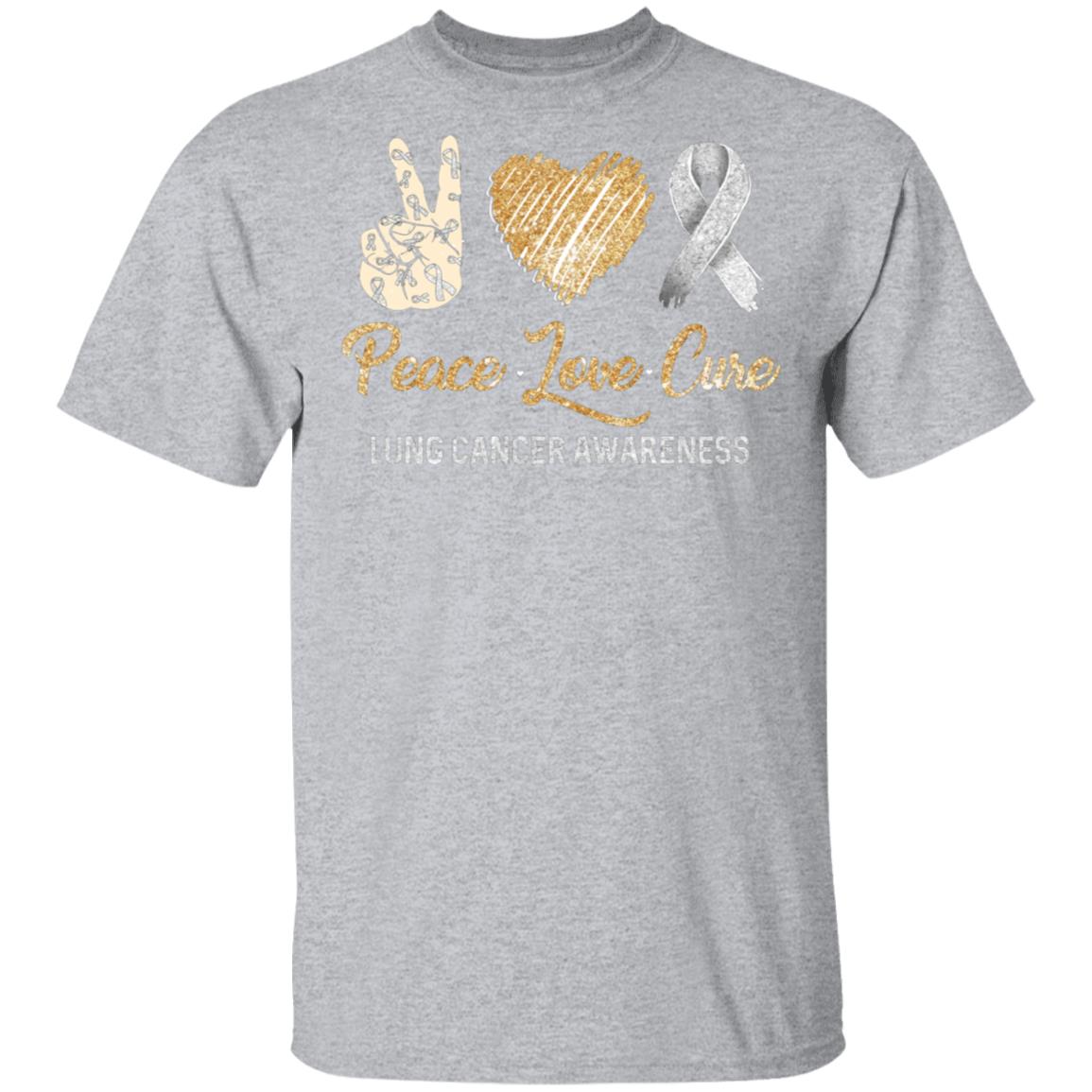 Peace Love Cure Lung Cancer Awareness T-Shirt & Hoodie | Teecentury.com