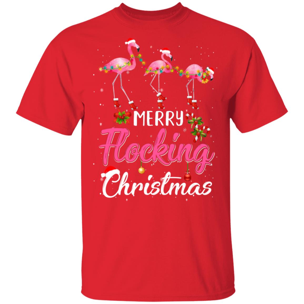 Merry Flocking Christmas Gift For Flamingo Lovers T-Shirt & Sweatshirt | Teecentury.com