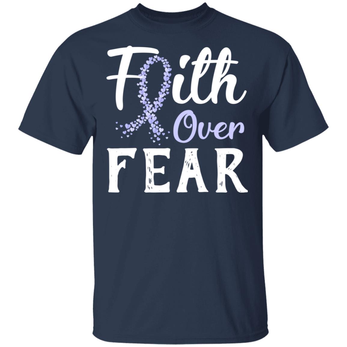 Stomach Cancer Awareness Periwinkle Faith Over Fear T-Shirt & Hoodie | Teecentury.com