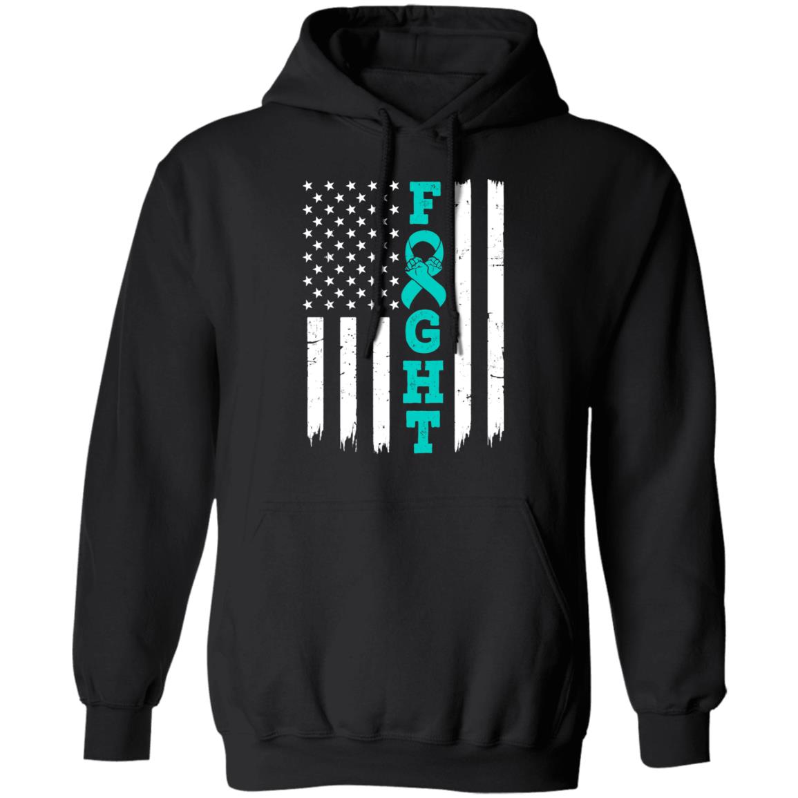 Ovarian Cancer Awareness American Flag Distressed T-Shirt & Hoodie | Teecentury.com