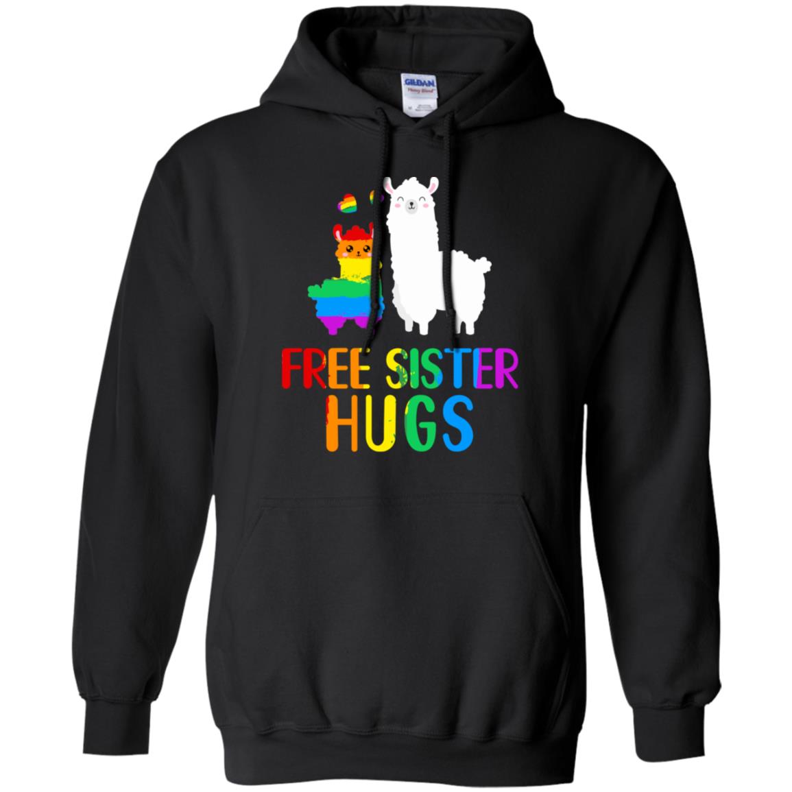 Free Sister Hugs Llama Rainbow Heart LGBT Pride Month T-Shirt & Hoodie | Teecentury.com