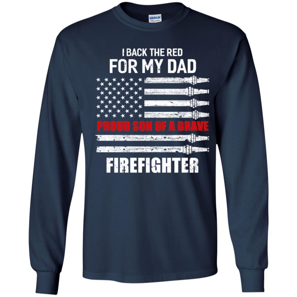I Back The Red For My Dad Proud Son Firefighter Youth Youth Shirt | Teecentury.com