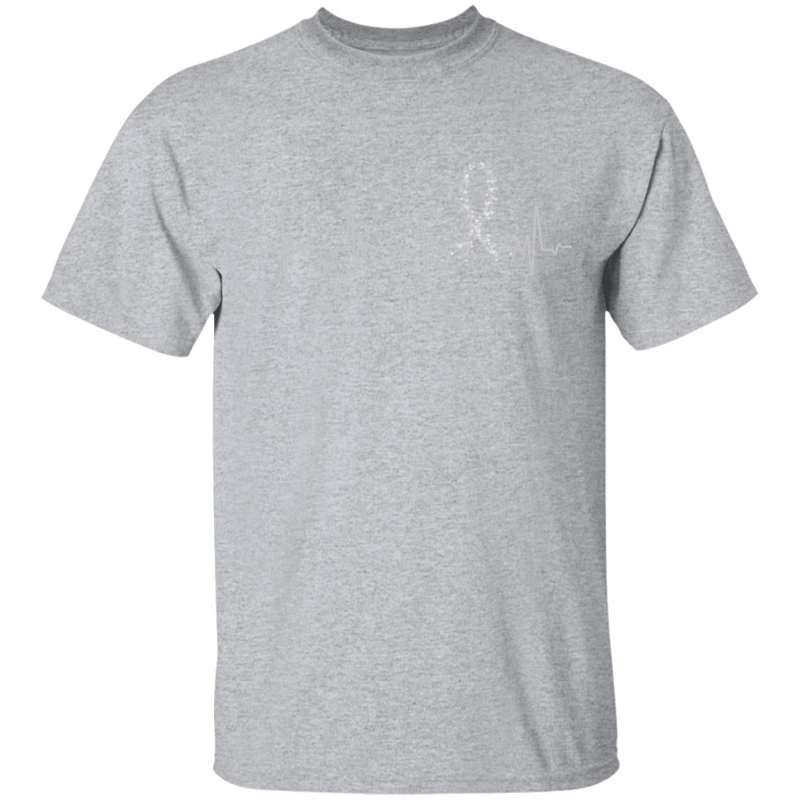 Brain Cancer Diabetes Awareness Gray Ribbon Heartbeat T-Shirt & Hoodie | Teecentury.com