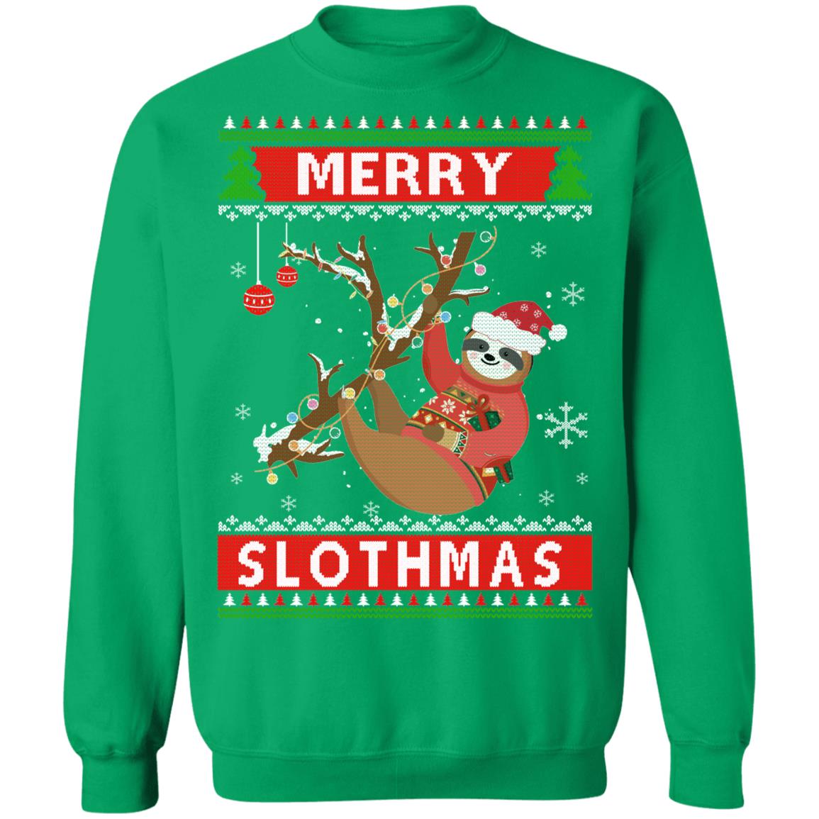 Merry Slothmas Christmas Pajama Sloth Lovers Ugly Sweater T-Shirt & Sweatshirt | Teecentury.com