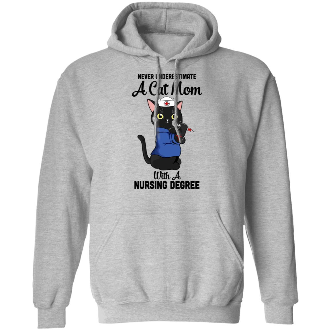 Never Underestimate A Cat Mom With A Nursing Degree T-Shirt & Tank Top | Teecentury.com
