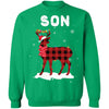 Son Deer Red Plaid Christmas Family Matching Pajamas T-Shirt & Sweatshirt | Teecentury.com