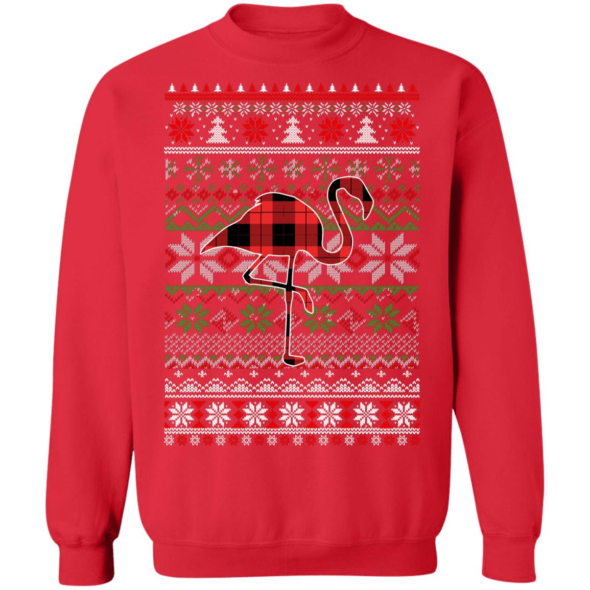 Flamingo Red Plaid Ugly Christmas Sweater Funny Gifts T-Shirt & Sweatshirt | Teecentury.com