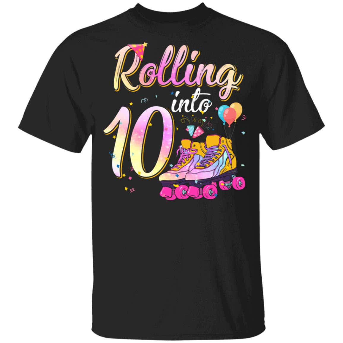 10 Years Old Birthday Girls Roller Skates 80's 10th Birthday Youth Youth Shirt | Teecentury.com