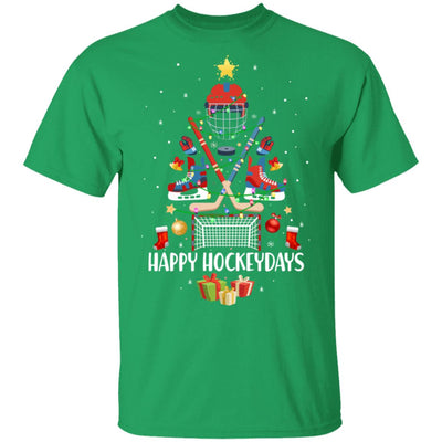 Happy Hockeydays Ice Hockey Christmas Tree Funny Xmas Gift T-Shirt & Sweatshirt | Teecentury.com