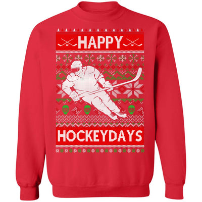 Happy Hockeydays Ice Hockey Christmas Ugly Xmas Pajamas T-Shirt & Sweatshirt | Teecentury.com