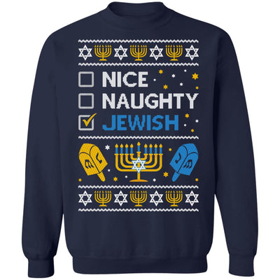 Nice Naughty Jewish Funny Hanukkah Christmas Gifts T-Shirt & Sweatshirt | Teecentury.com