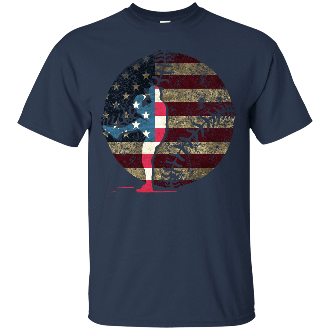 Pitcher Baseball America Flag T-Shirt & Hoodie | Teecentury.com