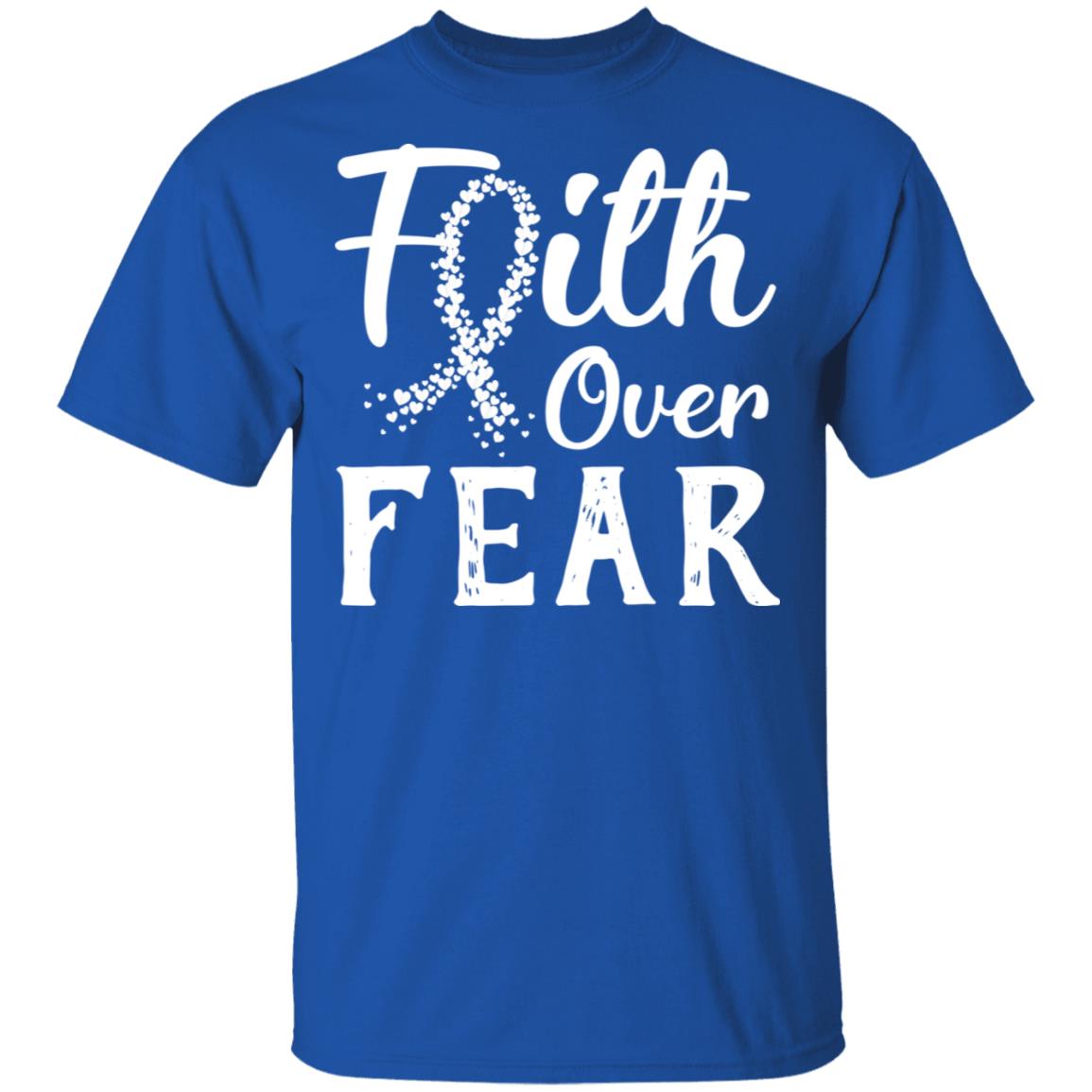 Lung Cancer Awareness White Faith Over Fear T-Shirt & Hoodie | Teecentury.com